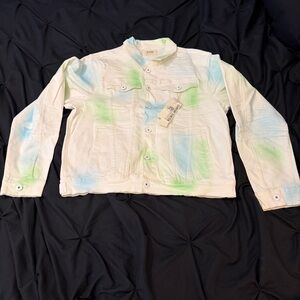 KDNK Stylish Jean Jacket with Green and Blue Accents